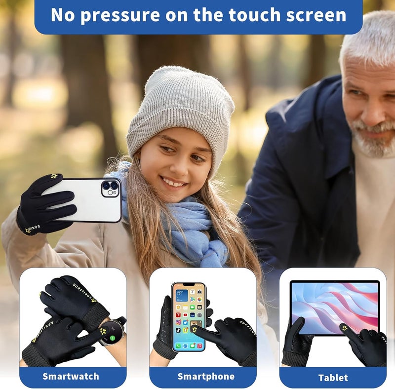 Aprilfrog Winter Kids Warm Sports Gloves: Cold Weather Water Resistant Touchscreen Fleece Soft Lining Children Mittens for Boys Girls 6-14 Years - Image 4